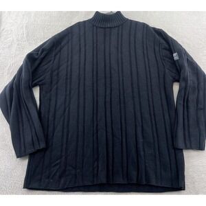 VTG South Pole Sweater Mens SZ XL Ribbed Dark Blue Mock Neck Boxy 90s